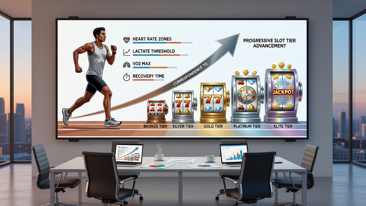Digital casino interface displaying progressive slot tier levels and loyalty progression indicators