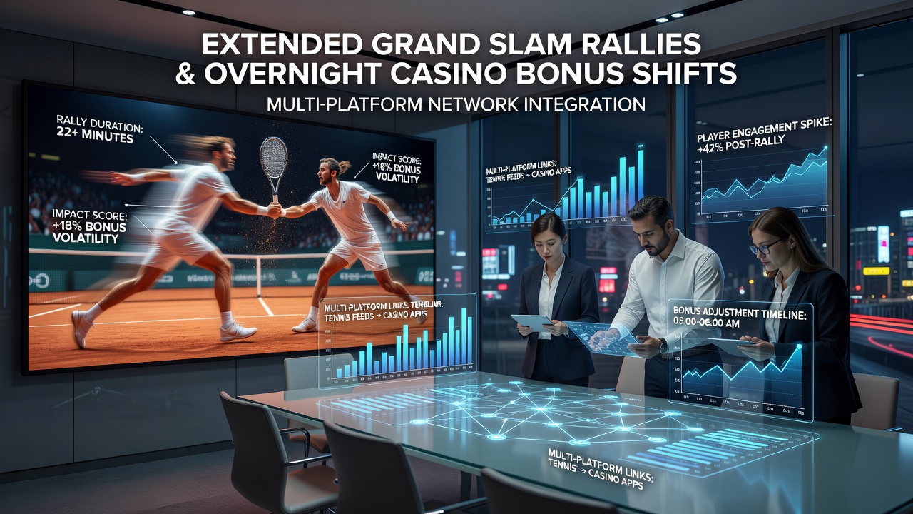 Tennis players engaged in a prolonged rally during a Grand Slam match with digital network overlays
