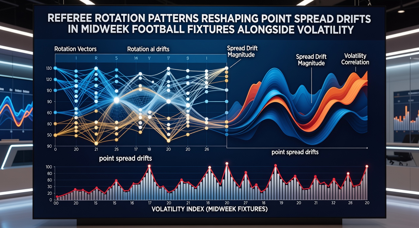 Data visualization of point spread movements correlated with slot volatility metrics over a midweek period